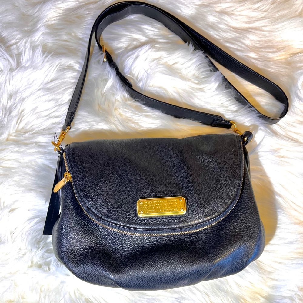 Marc Jacobs Black Crossbody Bag with Gold Accents
